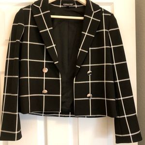 Express black&white checkered dress blazer - worn once, like new!